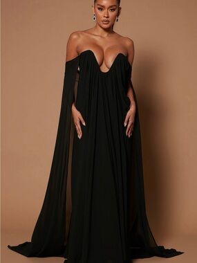 Elegant Black Off-Shoulder Evening Gown